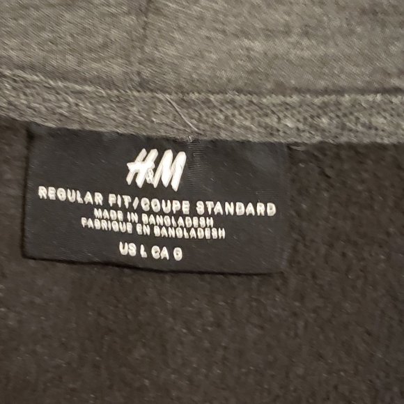 H&M, Gray zip-up Sweatshirt w/ hood jacket, Size Large - Picture 15 of 16